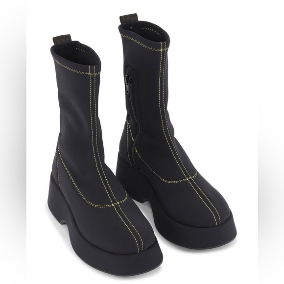 NEW Ganni Retro Flatform Ankle Sockboots Black/Yellow Size EU 39/US 9 - Picture 1 of 12